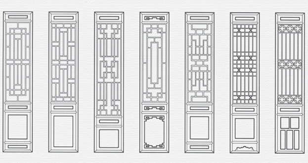 潍城常用中式仿古花窗图案隔断设计图